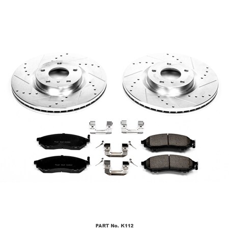 Powerstop BRAKE KIT UPGRADE Carbon Fiber Ceramic Brake Pads 1258 Inch Silver Zinc Plated CrossDrilled And S K112